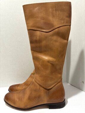 Luichiny Womens tan/ brown riding tall leather Flats boots size 10 point tea